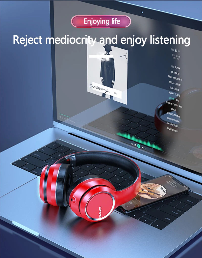Lenovo HD200 Wireless Bluetooth Over-Ear Headphones | Foldable, HiFi, Noise Cancellation