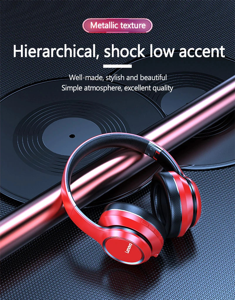 Lenovo HD200 Wireless Bluetooth Over-Ear Headphones | Foldable, HiFi, Noise Cancellation