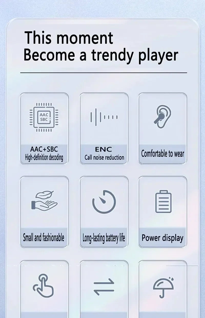 T2 Bluetooth Earphones | HiFi Stereo & LED Power Display