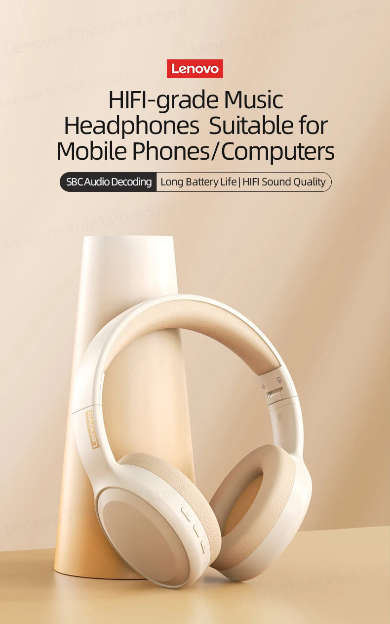 Lenovo TH30 Wireless Bluetooth Headphones | Foldable, Sports & Gaming