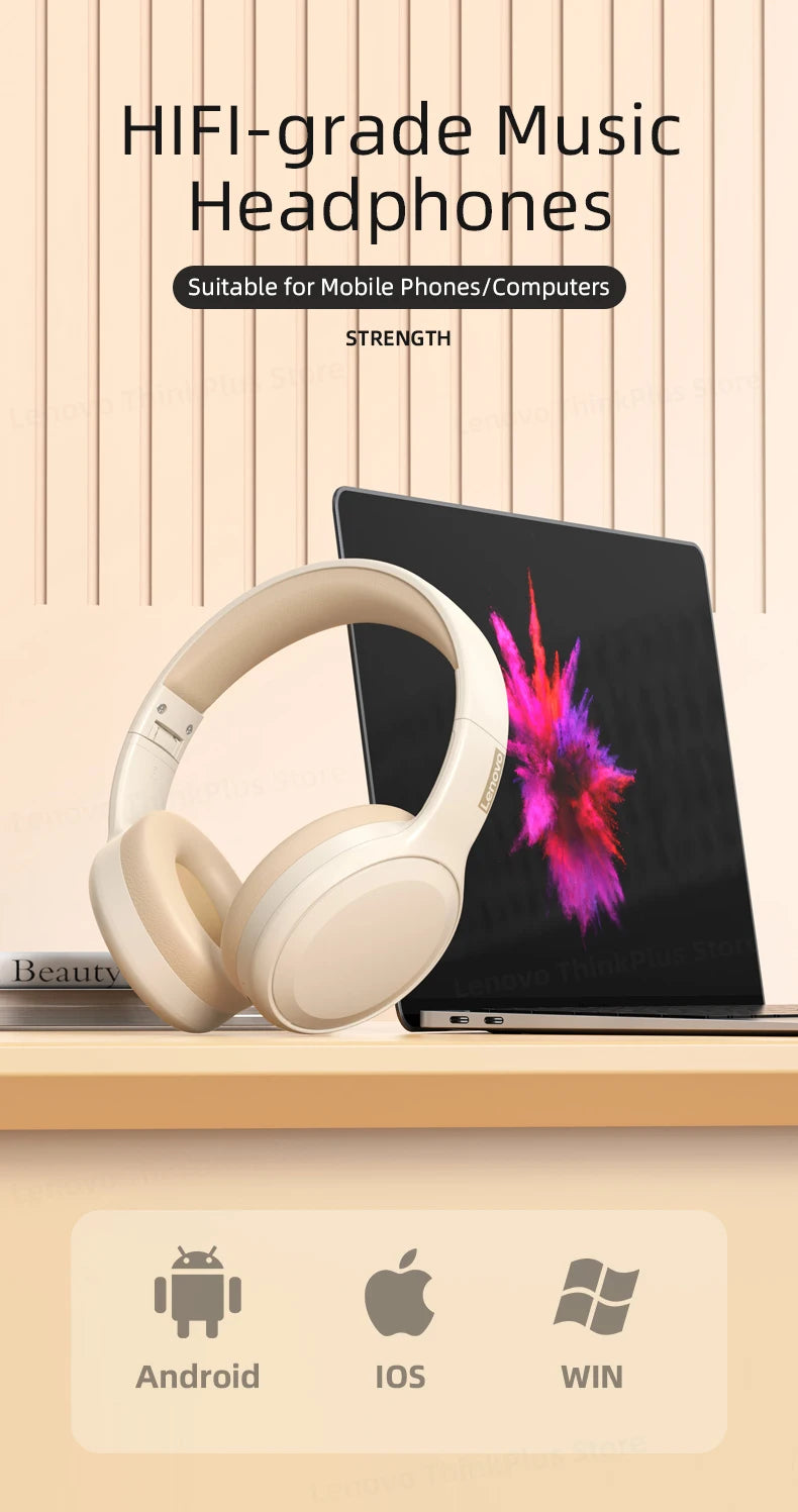 Lenovo TH30 Wireless Bluetooth Headphones | Foldable, Sports & Gaming